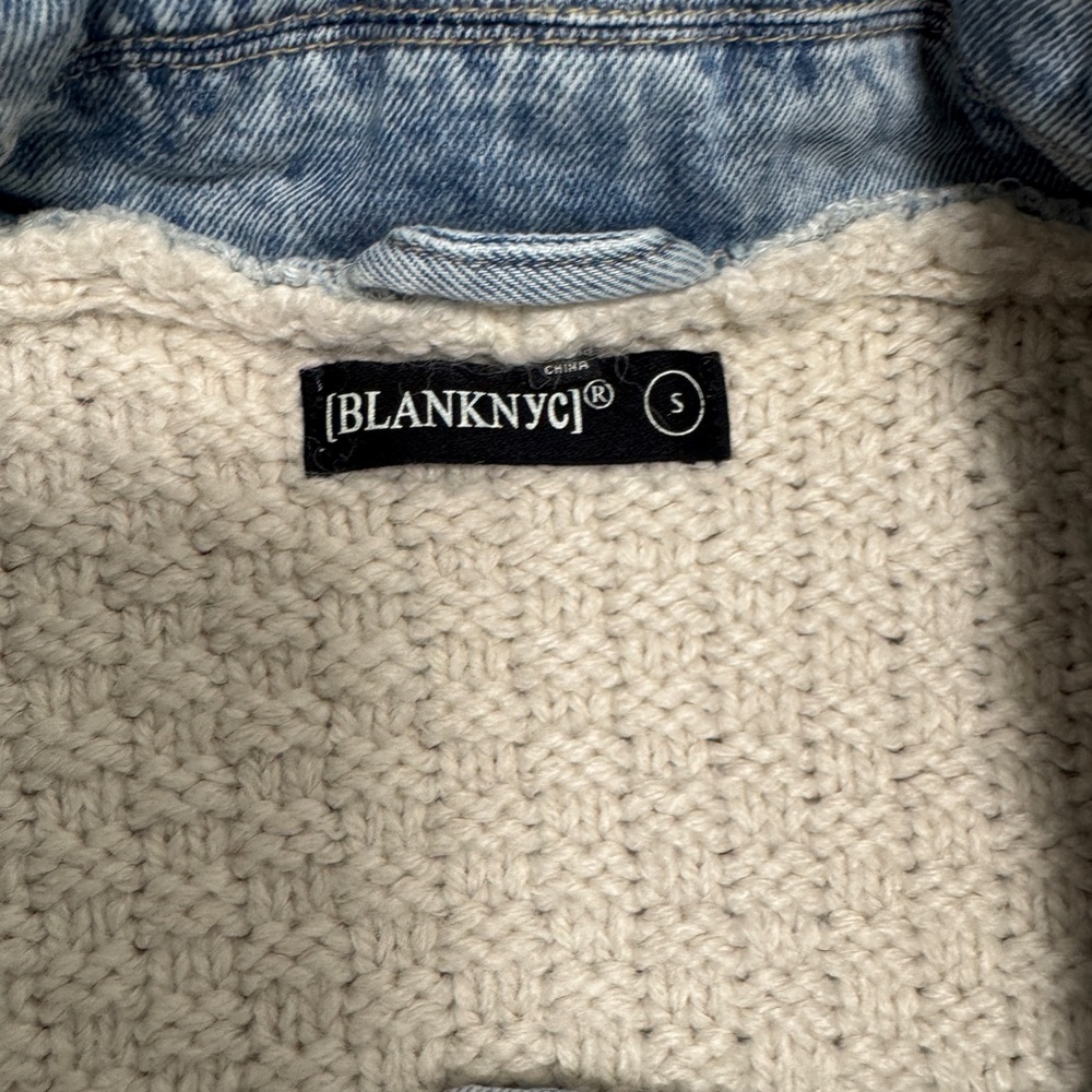 Blank NYC Denim and Cream Knit Cardigan - Picture 4 of 6